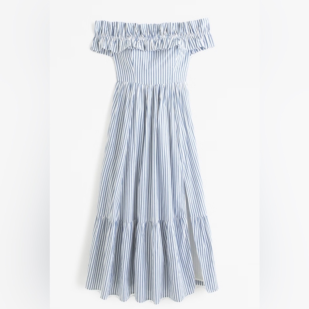 Abercrombie & Fitch Off-The-Shoulder Ruffle Midi Dress